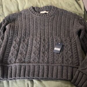 Lucky Brand Charcoal Cable Knit Sweater